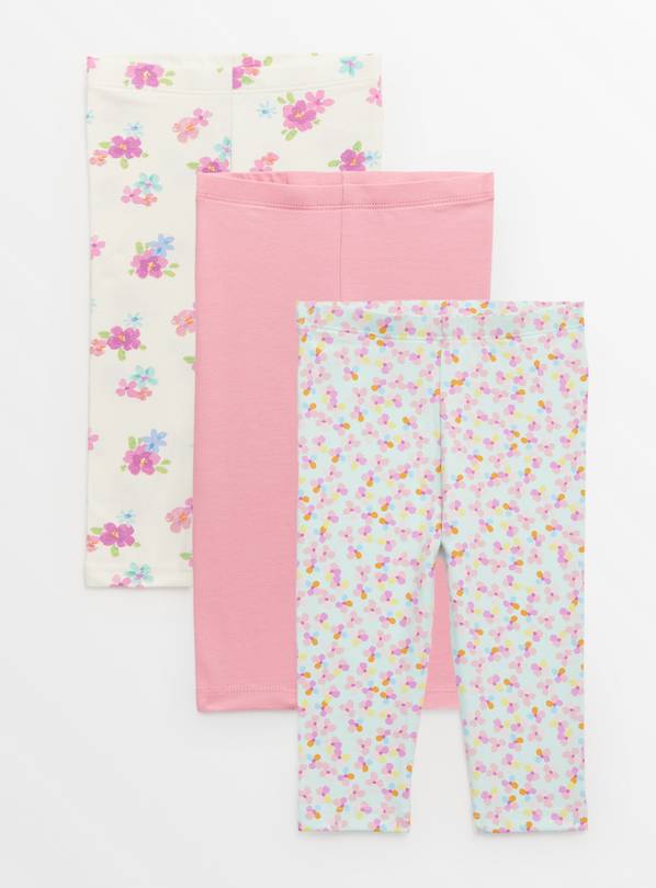 Pink Floral Print Leggings 3 Pack 18-24 months